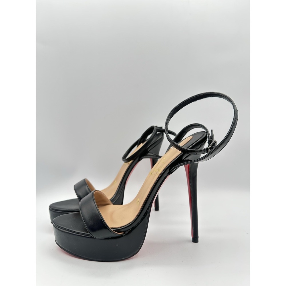 Christian Louboutin Loubi Queen Alta 150mm Sandals Black Nappa Leather Women 37